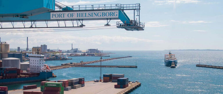 Container ship on it´s way into Port of Helsingborg