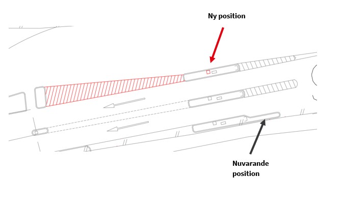 Personbilskioskens gamla och nya position