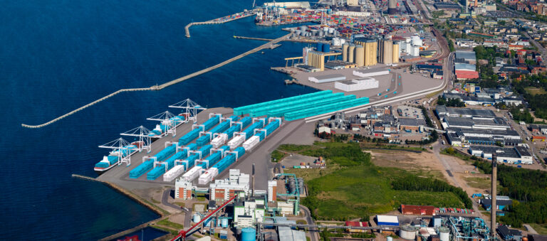 vision of the new containerterminal in the South of Helsingborg